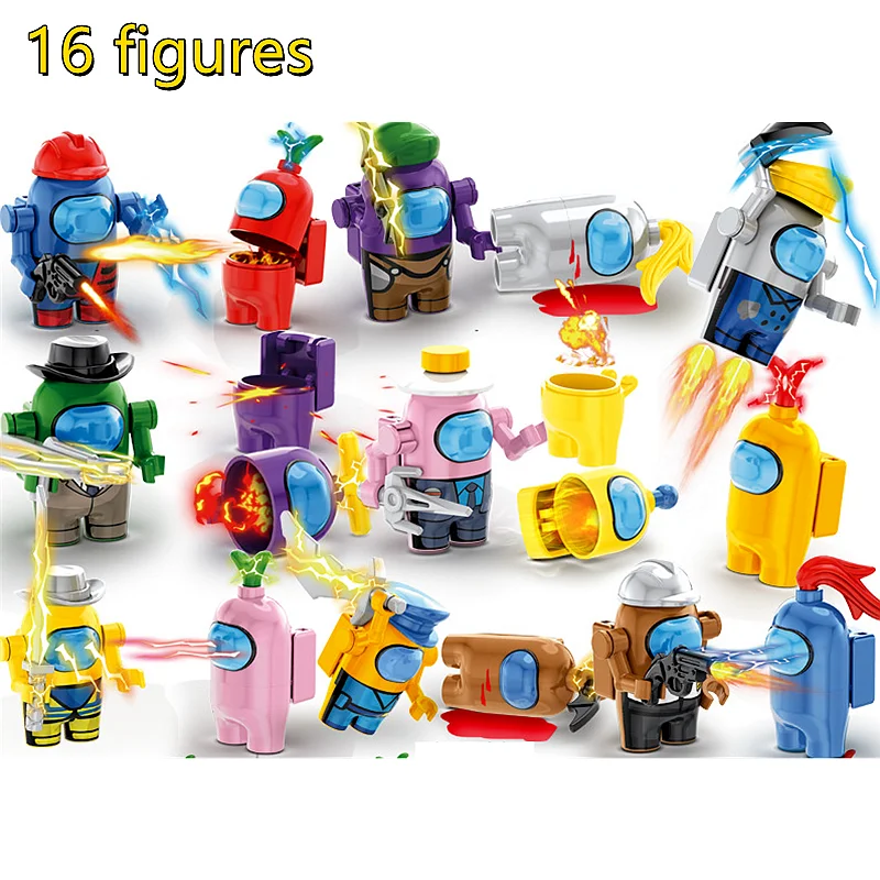 

16 PCS Doll Including Weapons Amongs Base Game Star Space Alien Peluche Building Blocks Classic Model Bricks Sets Kids Kits Tron