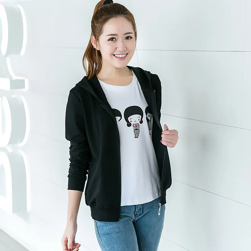 Свитшот женский на весну и осень 2019 толстовки Женский однотонный приталенный