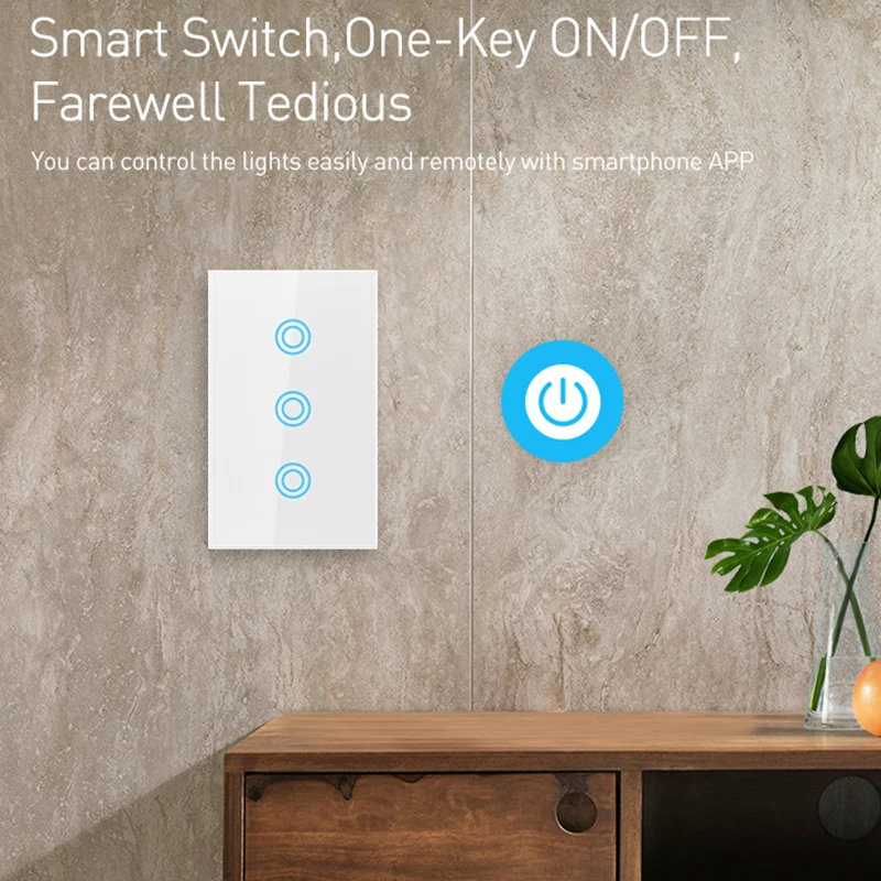 

NEO COOLCAM 3 Gang Zwave Plus US Touch Wall Light Switch 3CH Smart Light Switch Panel US 908.4MHZ