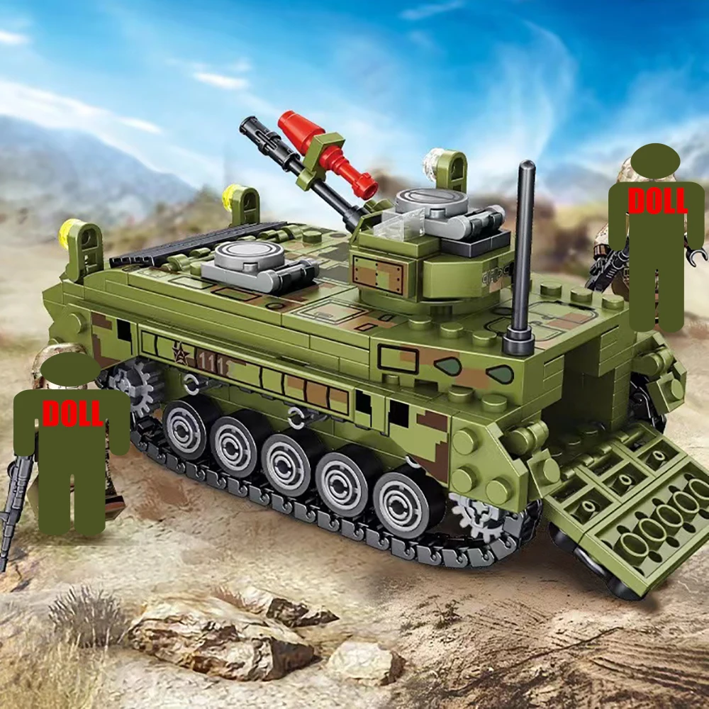 Модель военного танка строительные блоки Challenger Leopard 2A7 + Главный бой WW2 солдатские