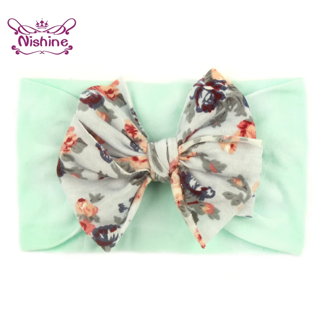 Эластичные Головные уборы Nishine с цветочным принтом для детей повязка на голову