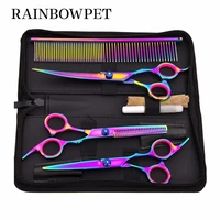 7 inch dog grooming scissors stainless steel comb thinning pet cats barber dog grooming scissors kit for dogs cutting hair