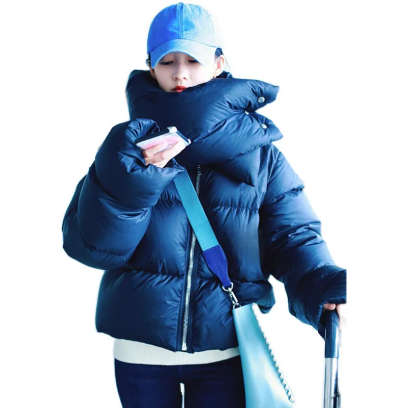 

Женский студенческий пуховик большого размера, свободный тонкий пуховик, элегантные женские куртки на белом утином пуху, очень теплая Толс...