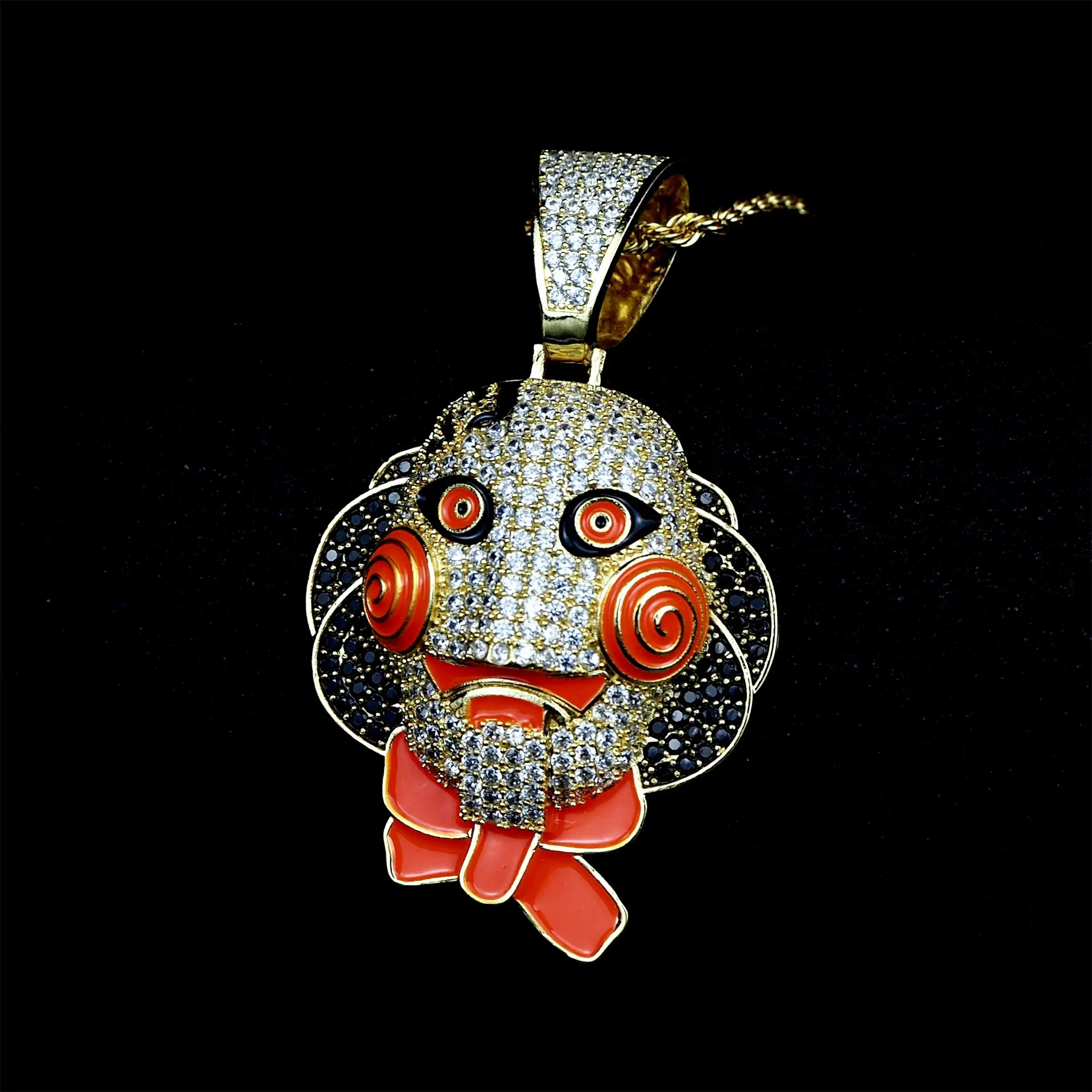 Модное ожерелье в стиле хип хоп золотистая и серебристая Трехцветная мультяшная