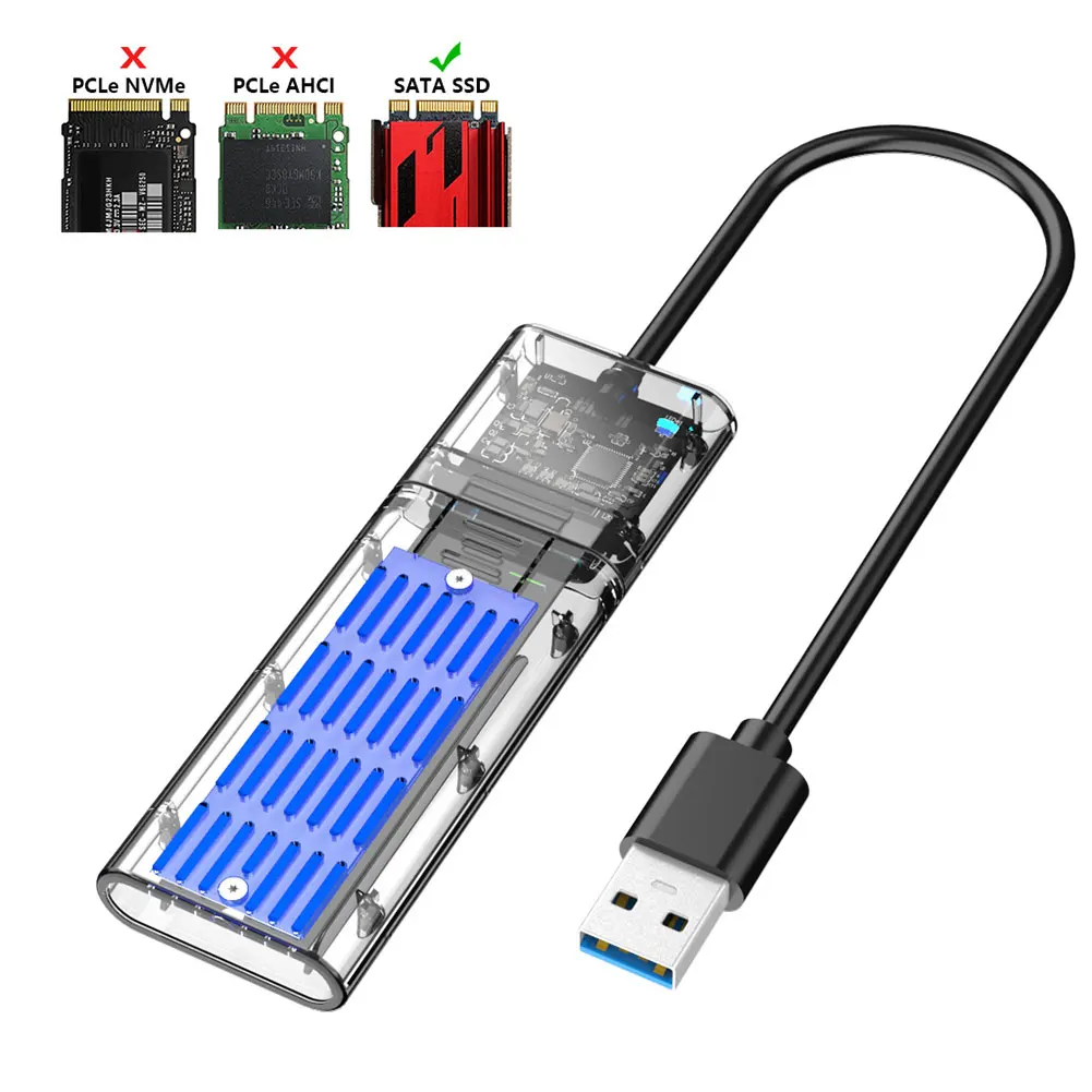 M2 SSD чехол NVME корпус M.2 на USB Тип C прозрачный для жесткого диска PCIE NGFF SATA M/B Ключ