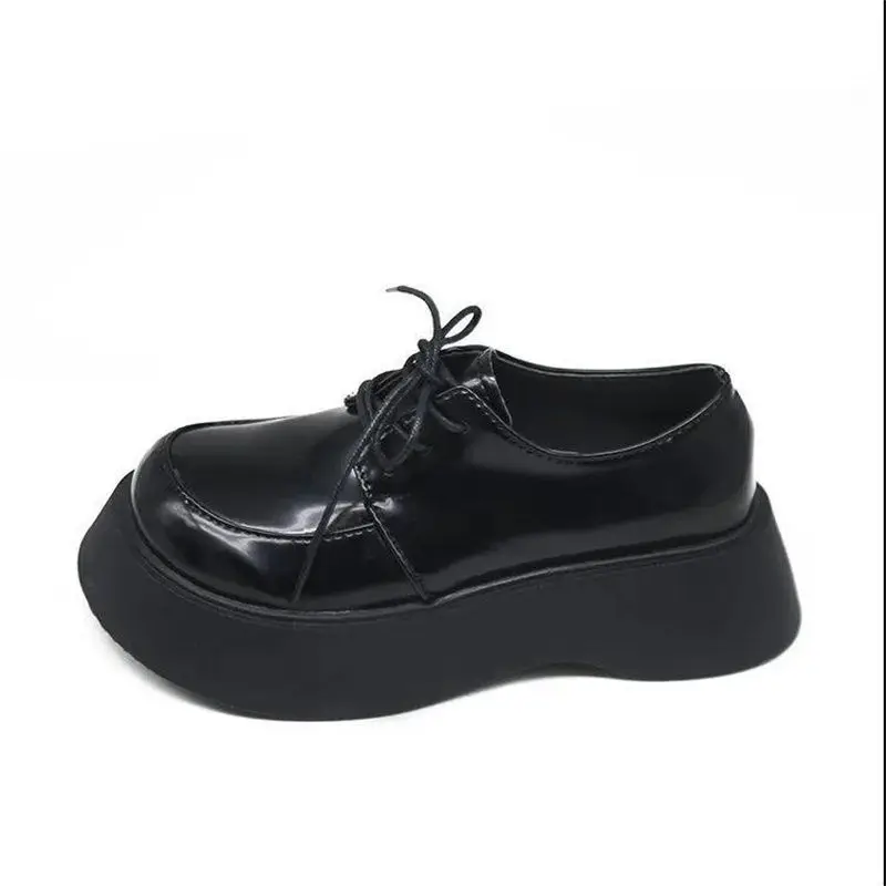 

Women Lolita Pumps Cross Tie Round Toe Gothic Punk Shoes Wedge Midi Heel Japanese Harajuku Dark Mary Jane Platform Shoes