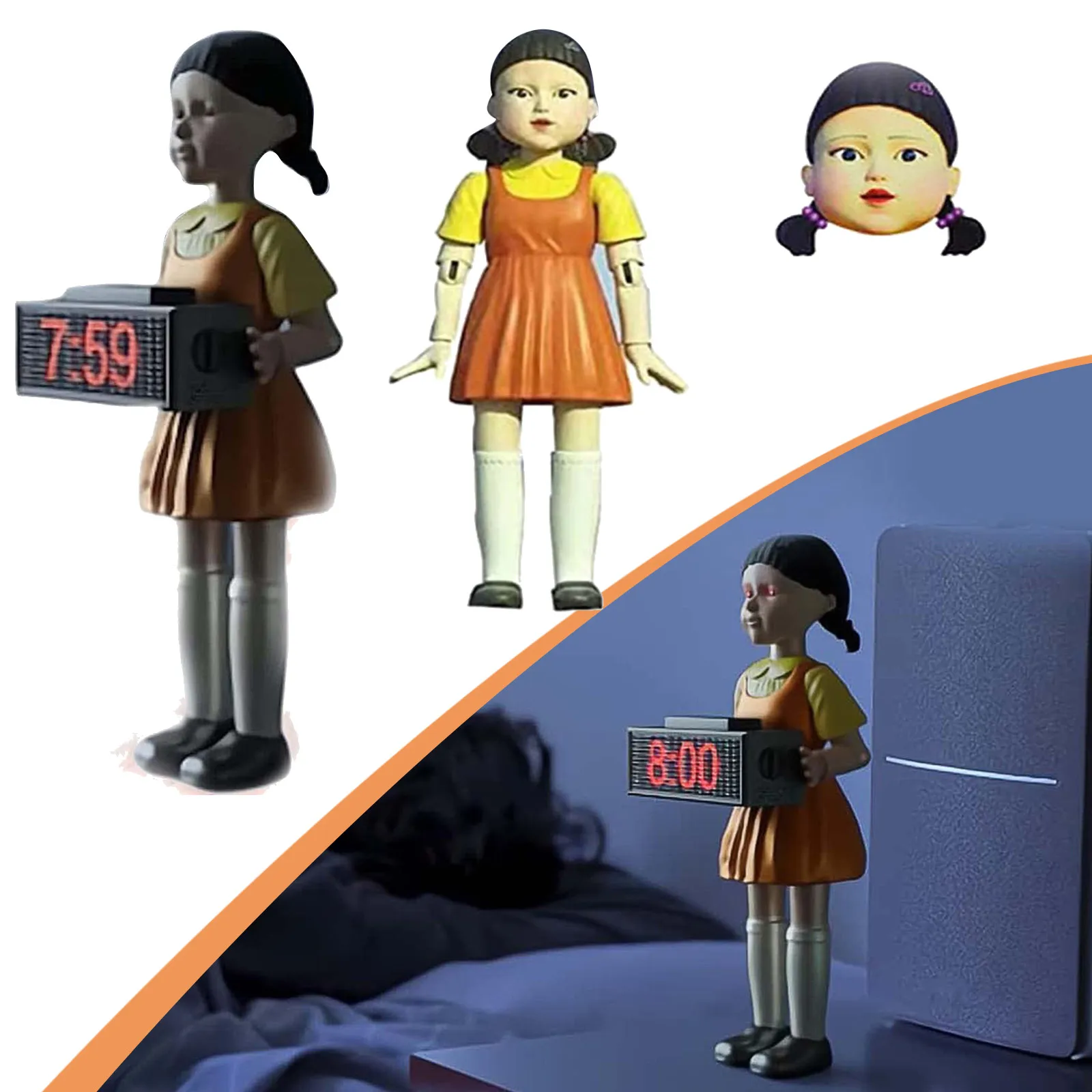 Alarm Clock - 2021 Korean Tv Squid Game 123 Wooden Man Music Led Red Green Light Robot Girl Automatically Fire Bullets | Дом и сад