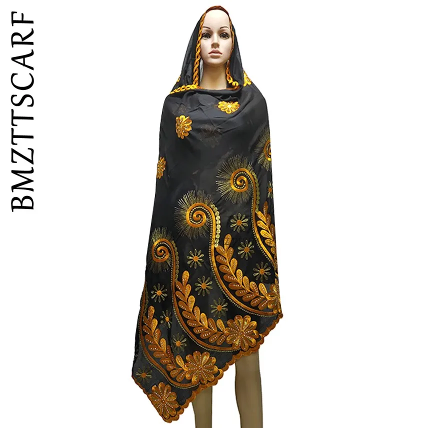 

Новые африканские женские шарфы мусульманская вышивка мягкий хлопок экономичный хиджаб шарф для шалей накидки BM980