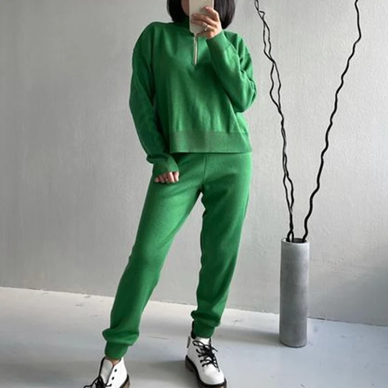 Женский трикотажный брючный костюм пуловер для поло женская трикотажная одежда