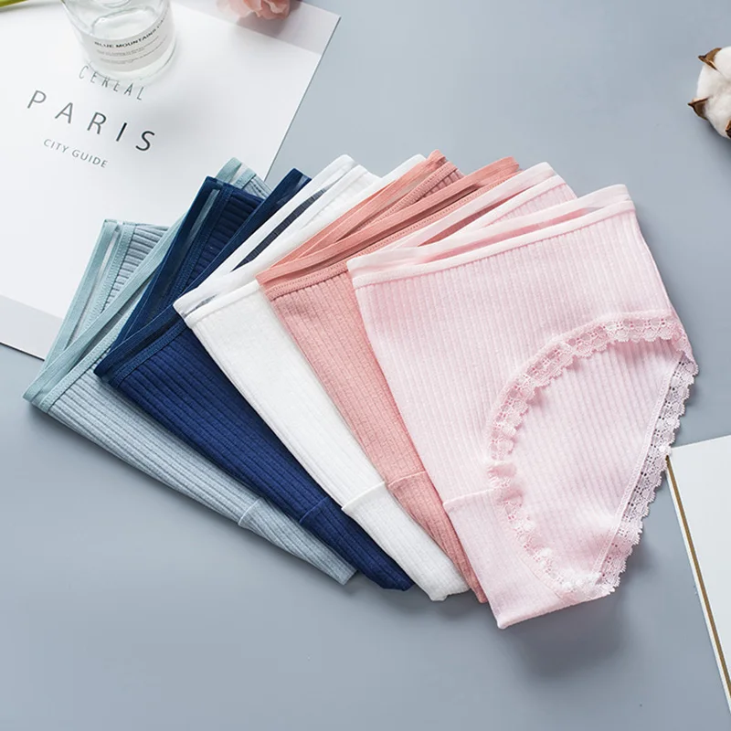 Однотонные женские трусики Бесшовные хлопковые трусы удобные средняя посадка