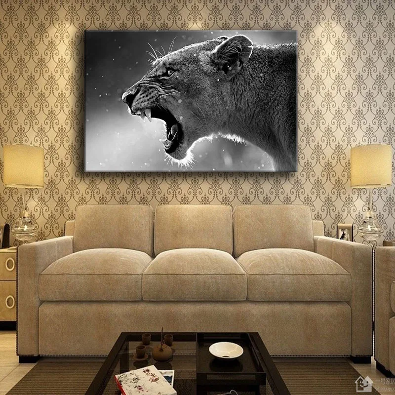 Современная домашняя картина льва без рамы холст настенная живопись