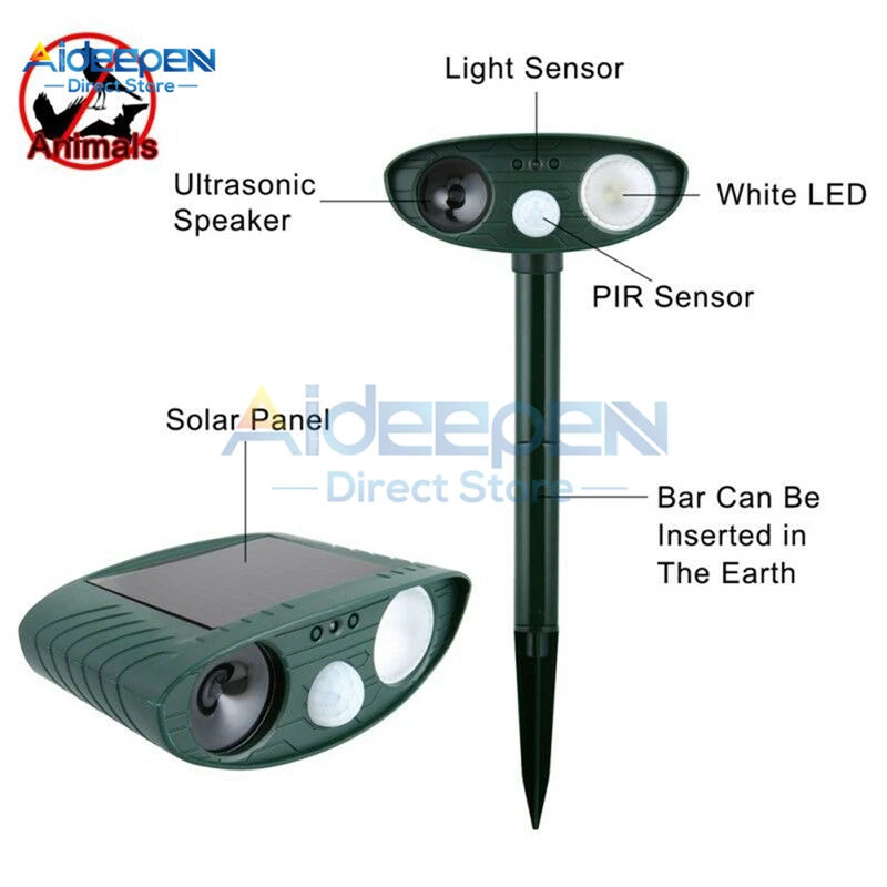 

Outdoor Solar Ultrasonic Pest Repeller Garden Mole Repellent Eco-friendly Ultrasonic Snake Bird Mosquito Mouse For Garden Yard