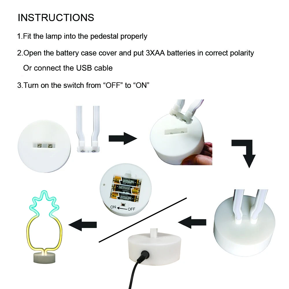Креативный неоновый светодиодный ночник с зеленым ананасом для детской комнаты