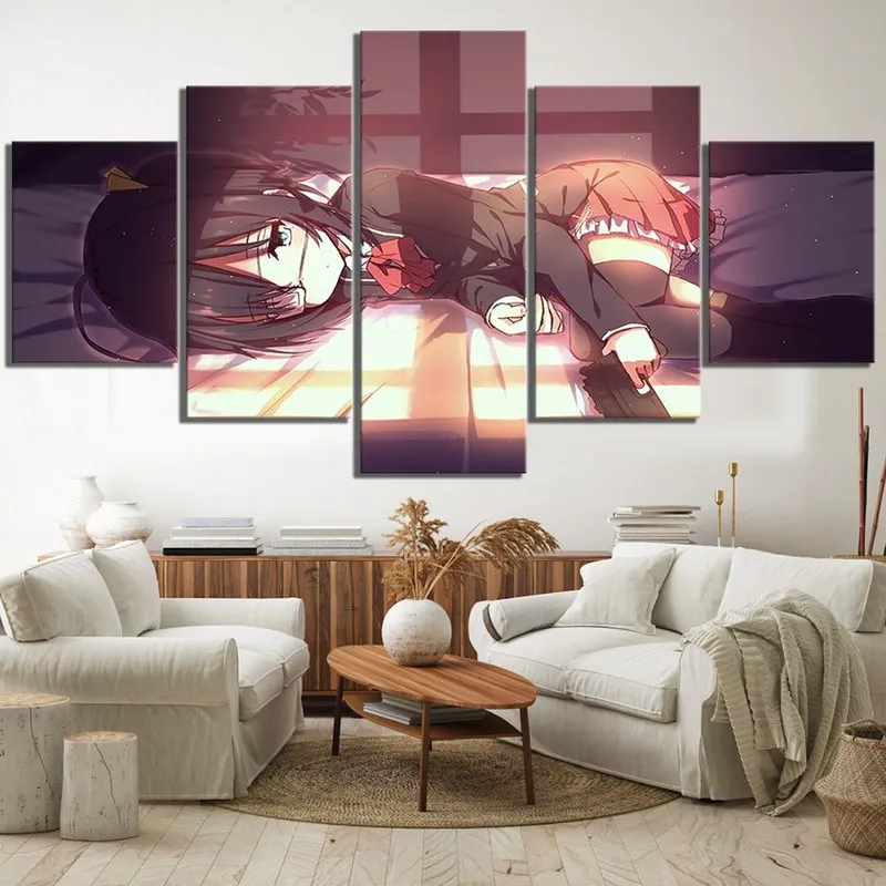Картина на холсте принты 5 шт. Cyuunibyou Demo Koigashitai таканаши Рикка настенное искусство модульные картины аниме девочка домашний декор плакат