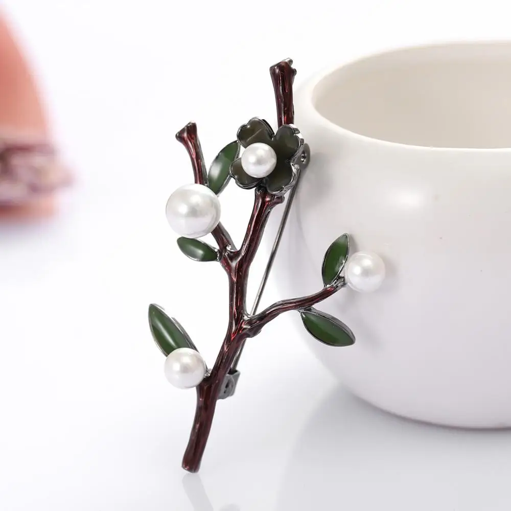 Винтажное серебро Цинк сплав металлические броши Висячие масла имитация жемчуга