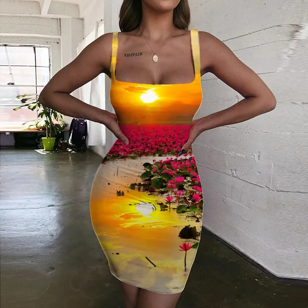 

Женское платье с цветочным принтом KYKU, летнее облегающее платье с коротким рукавом, 2019