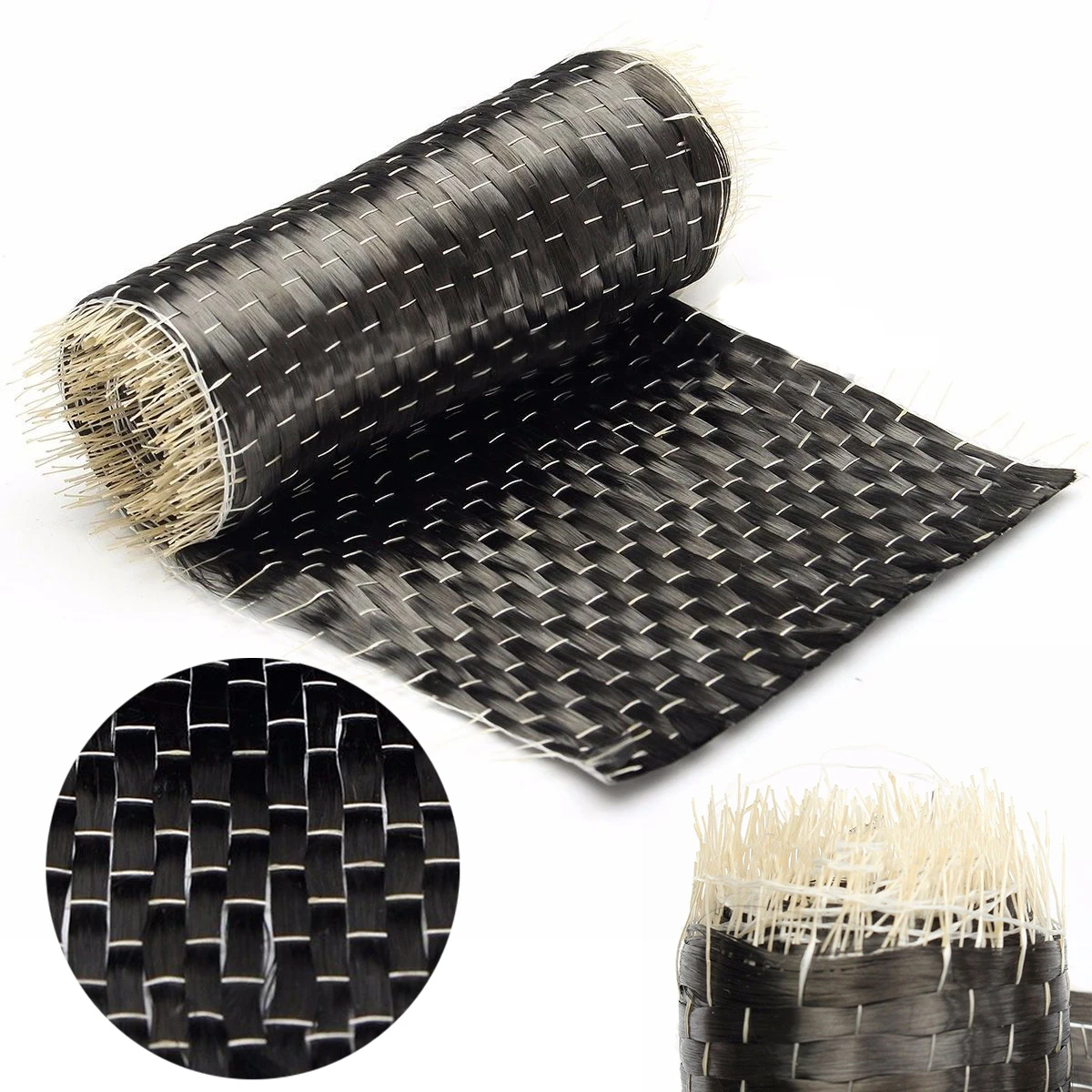 

10*100cm Black Carbon Fiber Fabric Tape Uni-directional Weave 12K 200G Carbon Fiber Cloth for Fire Protection Architecture