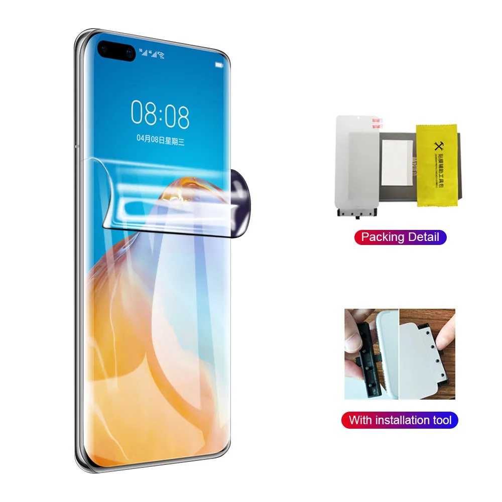 Полное покрытие Гидрогелевая пленка HD Прозрачная защитная для экрана HUAWEI P20 P30 P40
