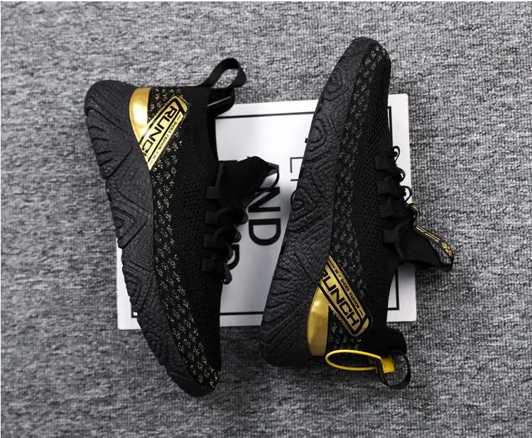 Кроссовки мужские сетчатые для бега повседневная обувь золотистые |