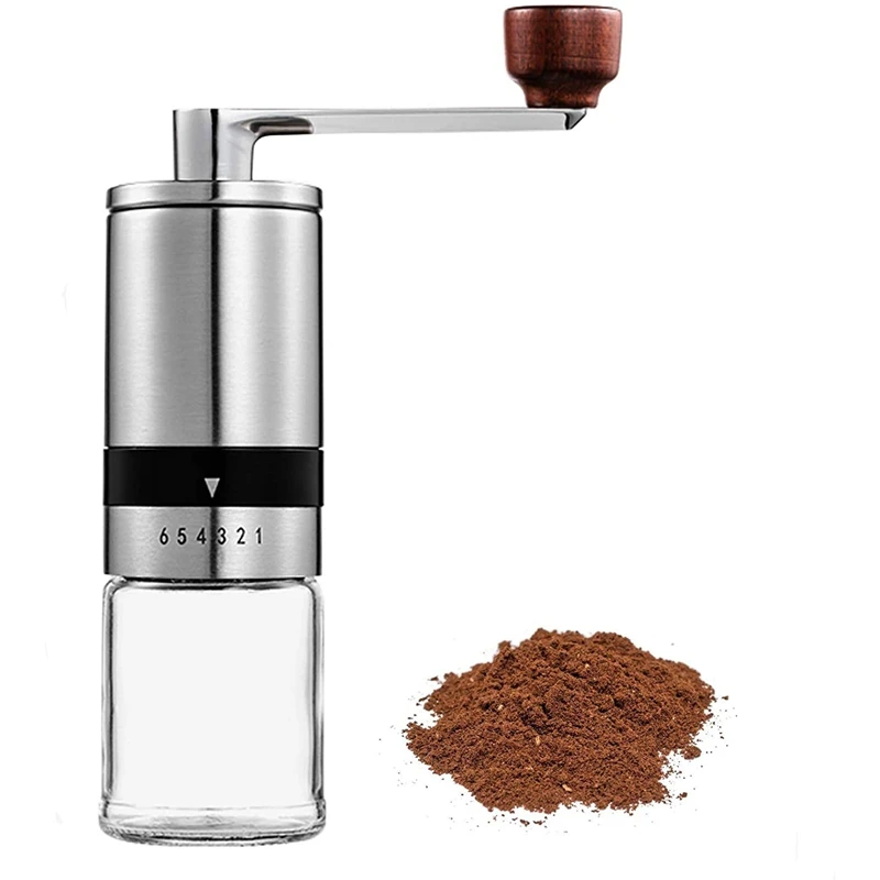 

Manual Coffee Grinders Ceramic Burr Grinder Hand Coffee Grinder With 6 Adjustable Settings Portable Steel Coffee Grinder