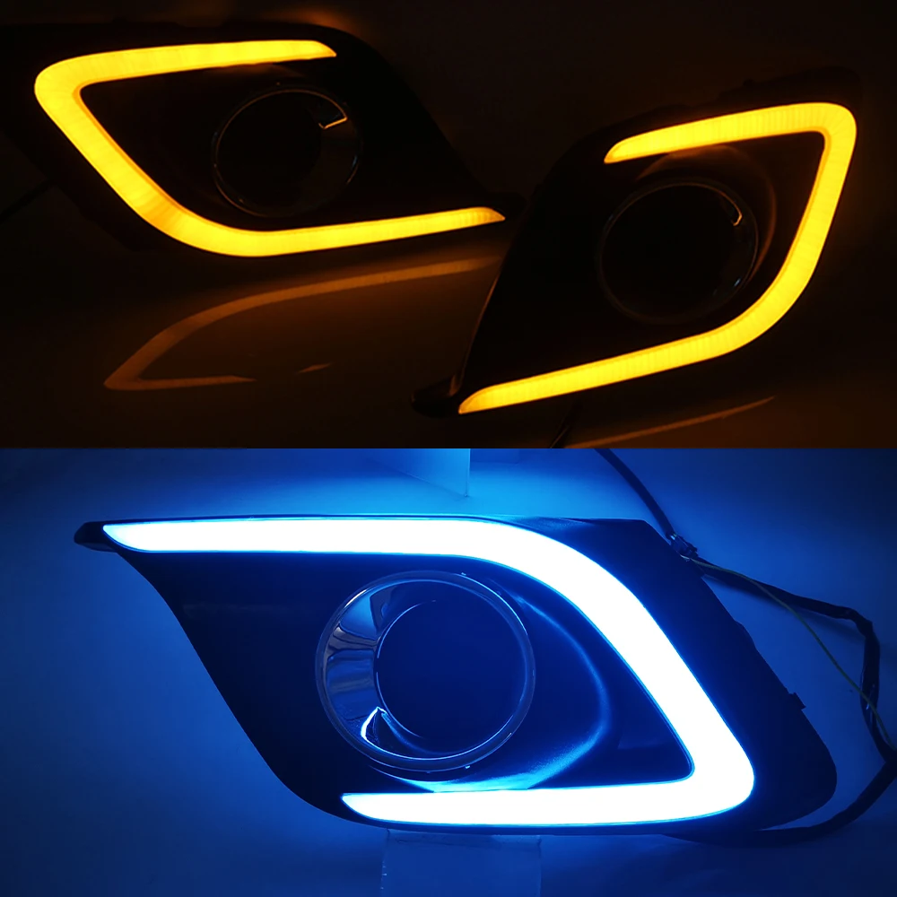 Car Flashing 2Pcs DRL For Mazda 3 Mazda3 Axela 2014 2015 2016 LED Daytime Running Lights Daylight Fog light cover | Автомобили и
