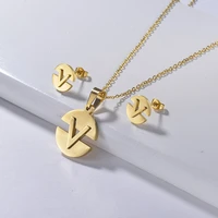 baoyan letter v women jewelry set titanium18k gold stainless steel jewelry set imitation luxury brand jewelry for women