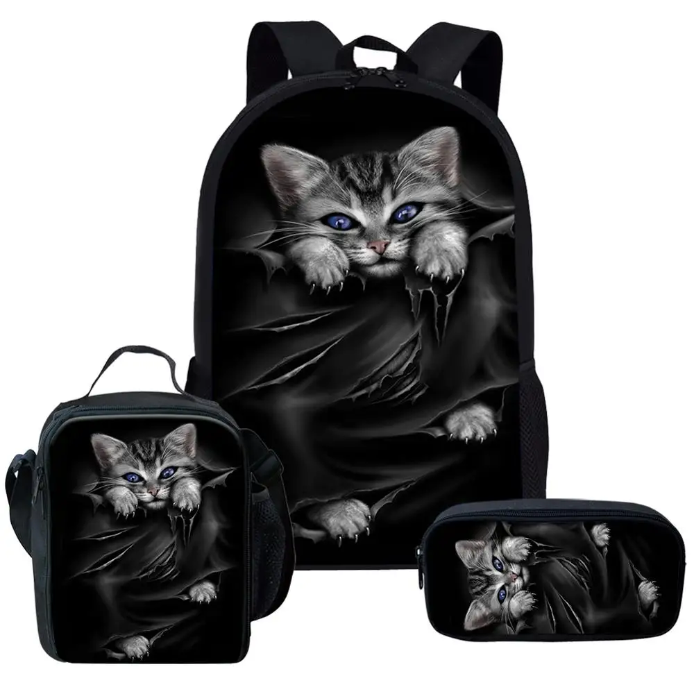 INSTANTARTS 3D Cat отражение с изображением тигра для маленьких мальчиков школьные сумки 3 шт./компл. рюкзак студенческий ранец героя из мультфильма для детей, сумки для книг - Цвет: HMH253CGK