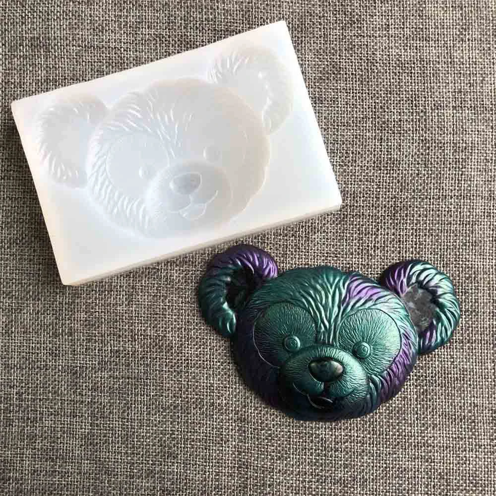 Голова милого медвежонка силиконовая форма зеркальная смола кулон ручная