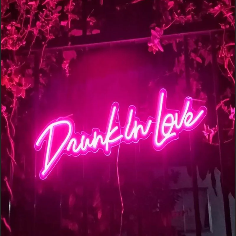 OHANEONK Custom 3D Led Neon Signs of Drunk in love Led Lights For Wedding  Birthday Party Restaurant  Decoration