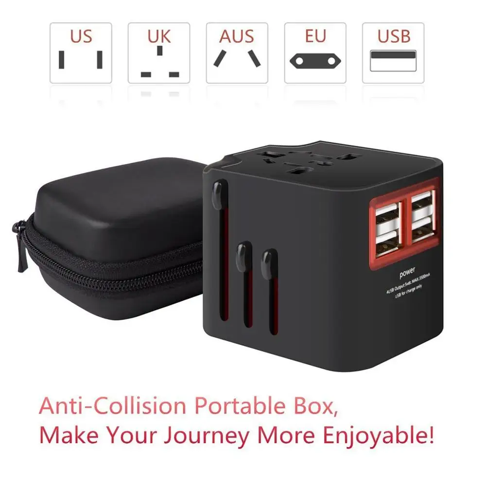 LYBALL Международный дорожный адаптер по всему миру зарядное устройство 4 USB