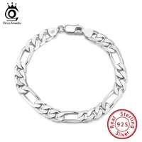 orsa jewels premium quality 925 sterling silver italian 6 5mm figaro link chain bracelet for women men girls boys 7 to 9 sb108