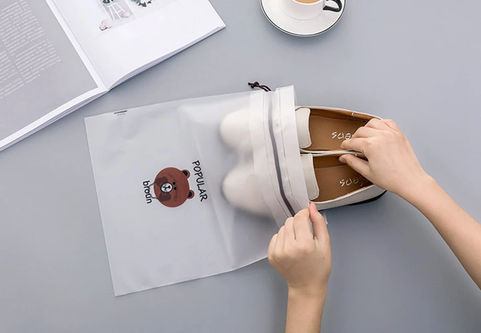 Коричневый Медведь Прозрачный Дорожный чемодан обувь и нижнее белье косметическая сумка для хранения мультфильм Органайзер одежда шнурок мешок Z511