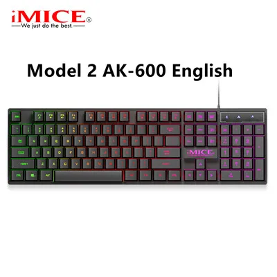 IMice Проводная игровая клавиатура механическое чувство+ русская наклейка клавиатуры светодиодный RGB с подсветкой Проводной USB 104 клавиши компьютер PC+ x7 мышь - Цвет: Model2 -Black Eng