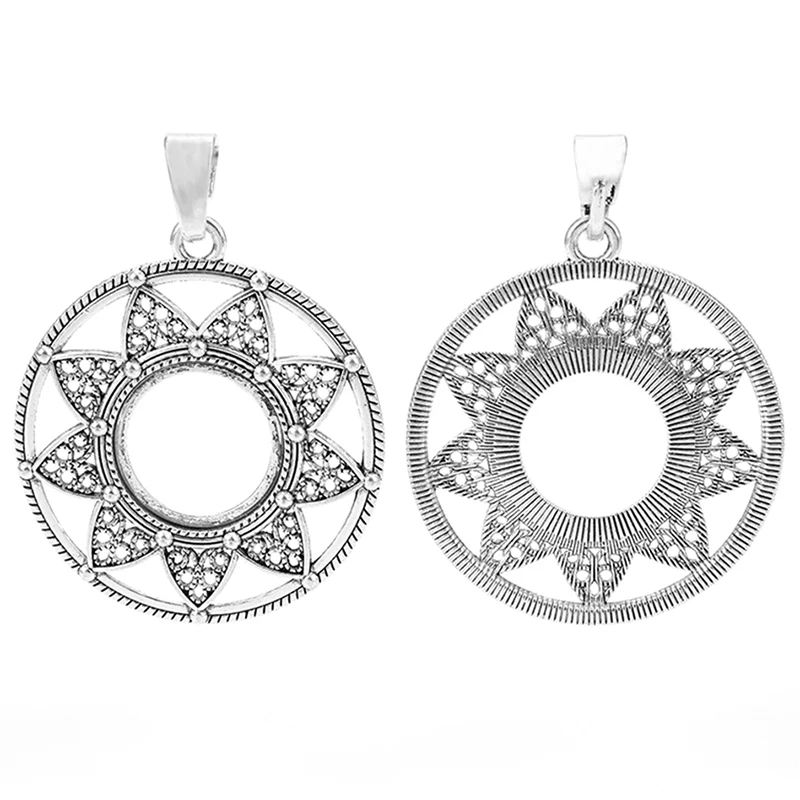 ZXZ 2 шт. тибетские серебряные большие круглые подвески с открытым цветком