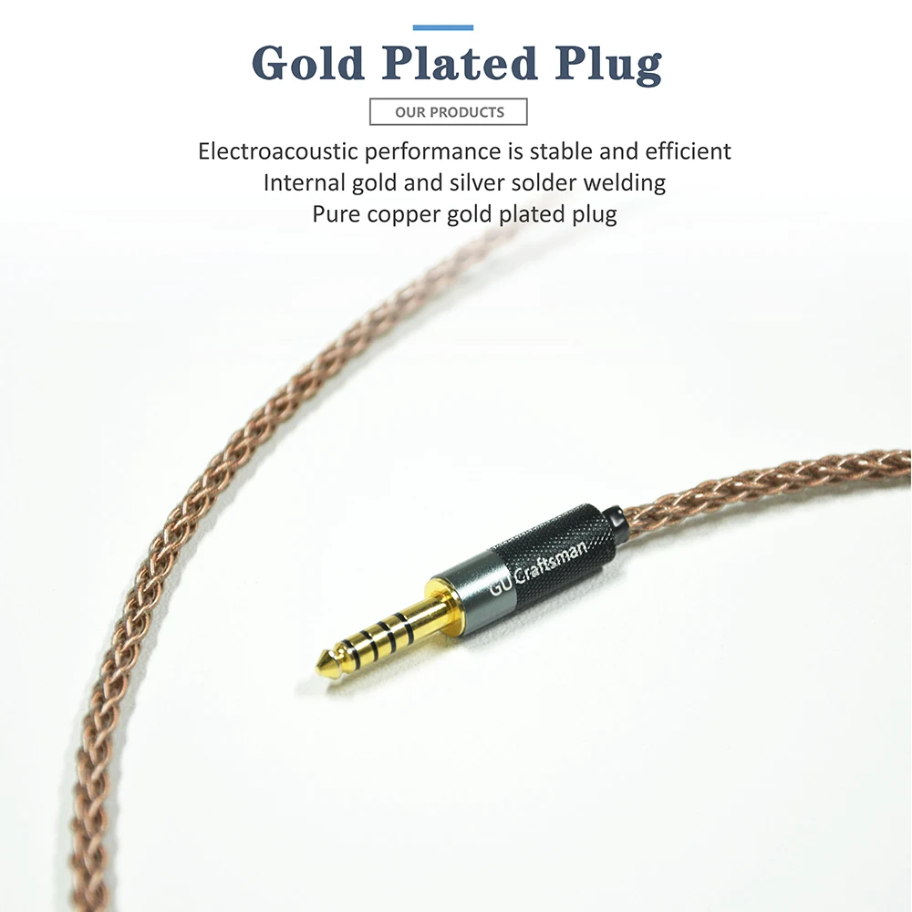Кабель для наушников GUCraftsman 6N OCC Copper MMCX Shure SE846 SE535 Solaris W40 Andromeda ATLAS Xelento AK T8ie T9ie |