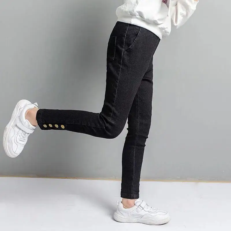 Джинсы для девочек из плотного бархата с длинными брюками осень-зима леггинсы