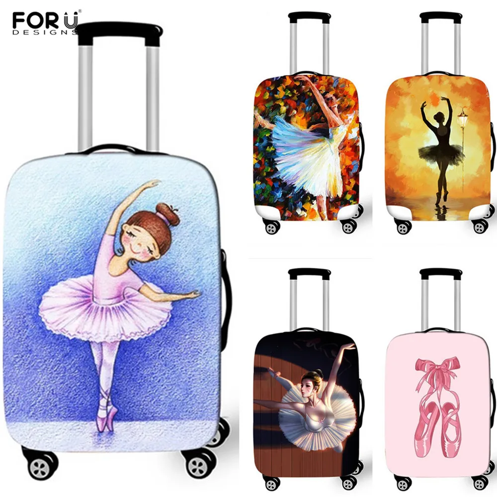 FORUDESIGNS Travel Luggage Cover Cute Ballet Girl Print Suitcase Protective Cover Thicken Elastic Anti-dust Trolley Case Covers