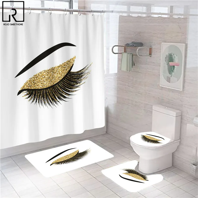 women eye and eyebrow print shower curtain sexy girls bathroom curtains bath mat set rugs anti slip carpet toilet lid cover home free global shipping