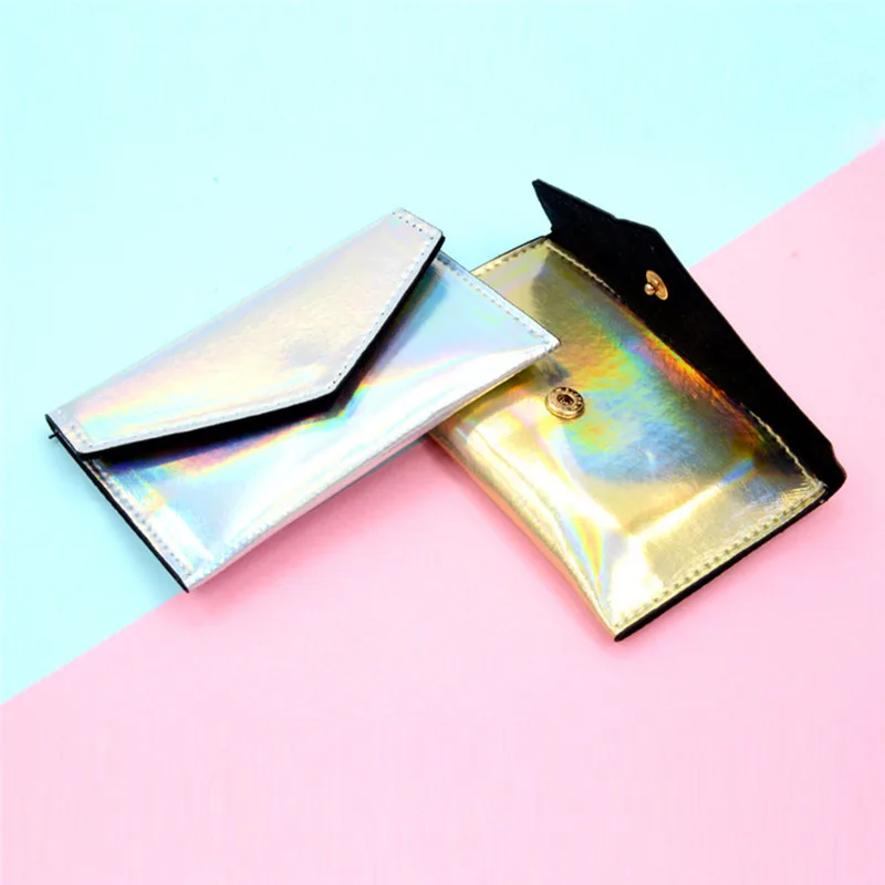 

Laser Shining Coin Purse For Girls Women Simple Card Wallet Small Credit Card Holder Leather Female Business Card Bags