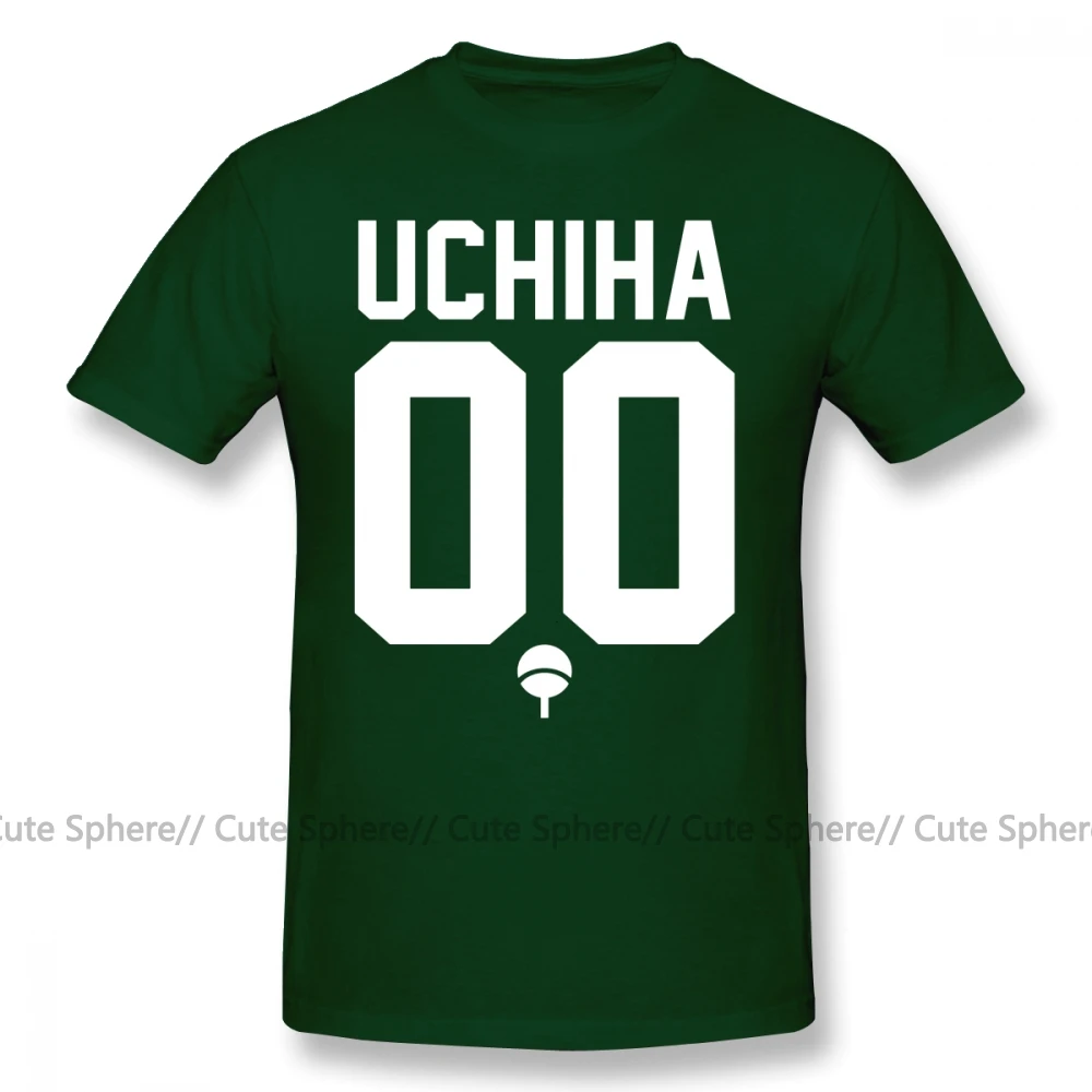 Футболка Uchiha из джерси белого цвета, футболка с коротким рукавом и графическим рисунком, 100 хлопок, 5x пляжная Милая Мужская футболка - Цвет: Dark Green