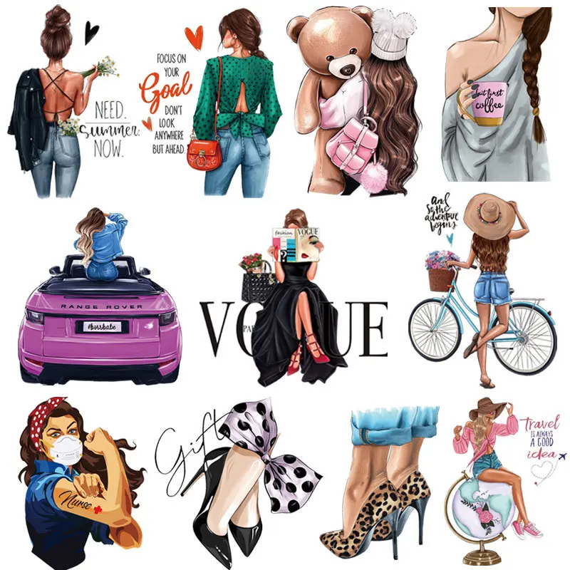 Термоклейкие нашивки для одежды модная термонаклейка девочек на одежду