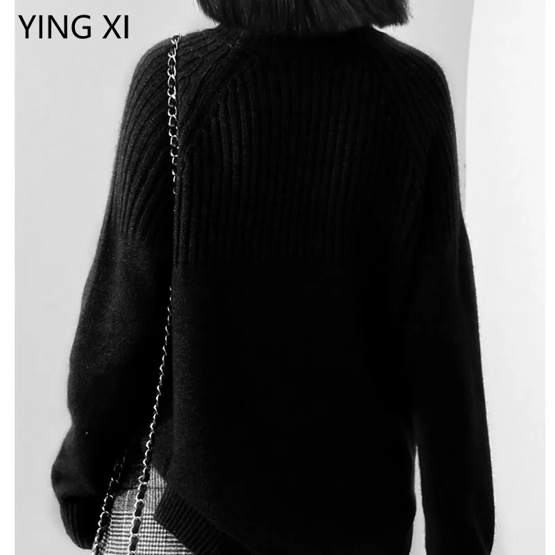 Женский свитер с высоким воротником пуловер длинным рукавом Осень-зима 2019 |