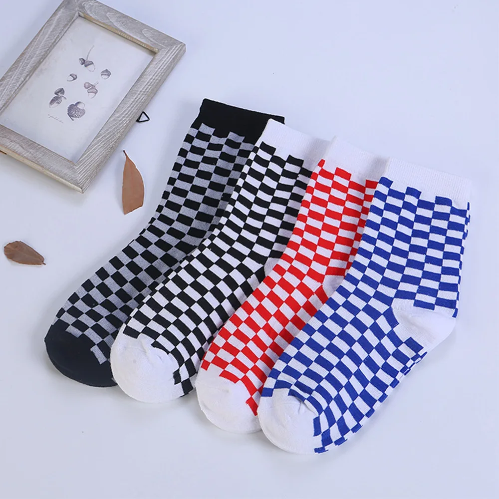 Носки женские и мужские в шахматную клетку унисекс хлопковые геометрические
