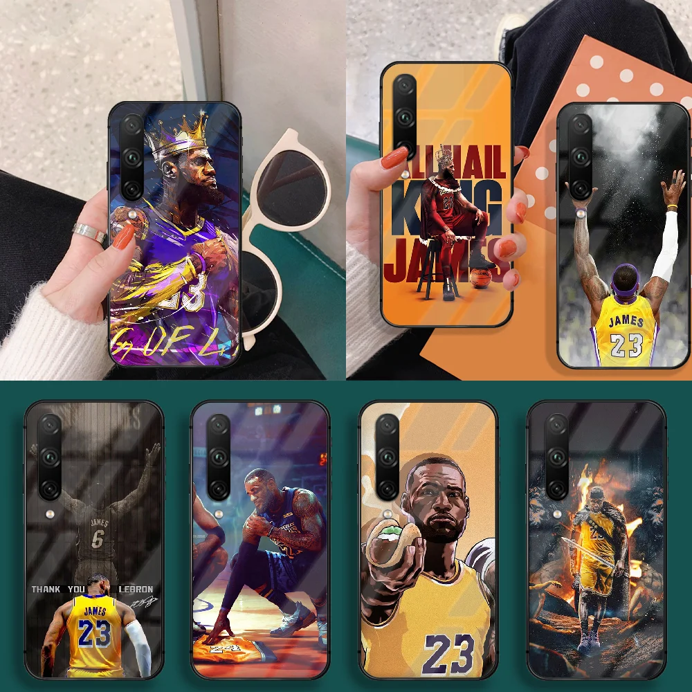 

James 23 LeBron Basketball Tempered Glass Phone Case Cover For Huawei Honor 7 8 9 10 20 A I X Lite Oppo 5 X 2 3 Pro Black