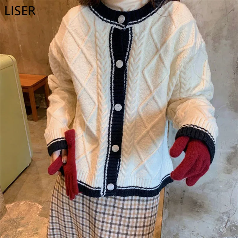 

Sweater Coat Female Korean Version Of The Spring 2022 New Loose Lazy Wind Hit Color Knit Cardigan Sweater Outside The Ride LL233