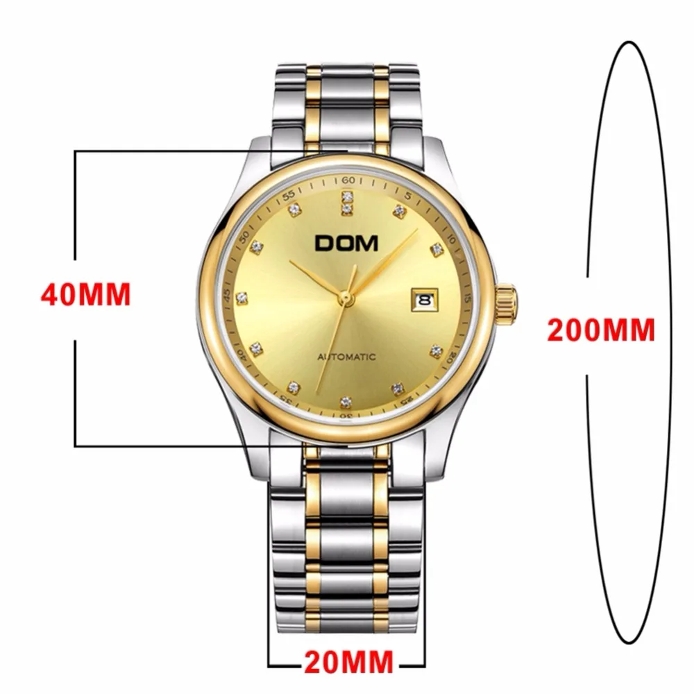 DOM 2018 Мужские механические часы топовый бренд Роскошные водонепроницаемые