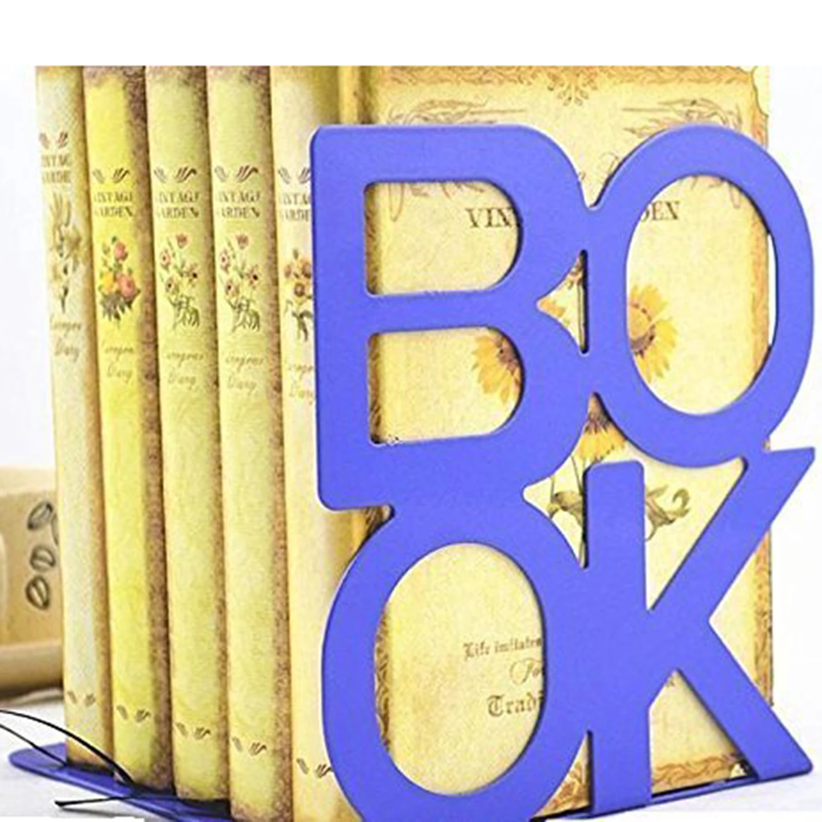 

1 Pair BOOK Letter Metal Bookshelf Office Decoration Anti-Slip Bookends
