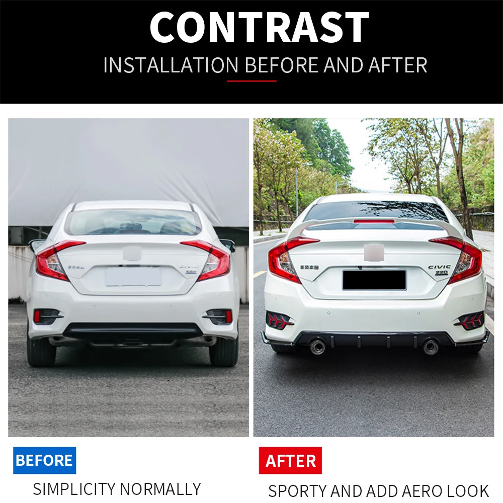 Задний спойлер для багажника Honda Civic 10th Gen. 2016 2017 2018 2019 седан 4D ABS пластиковый
