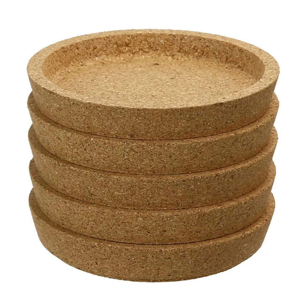 

5pcs Round Cork Coasters Heat Insulation Table Pads Simple Placemat Decorative Cup Cushion for Home Cafe Office (Khaki)