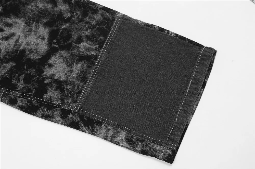 

Vintage baggy jeans Colour block tie dyed jeans for men hip hop Distressed mens jeans streetwear denim jeans m21038